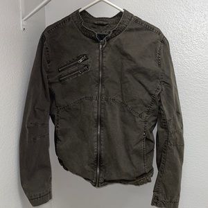 Marc Anthony army green motorcycle jacket